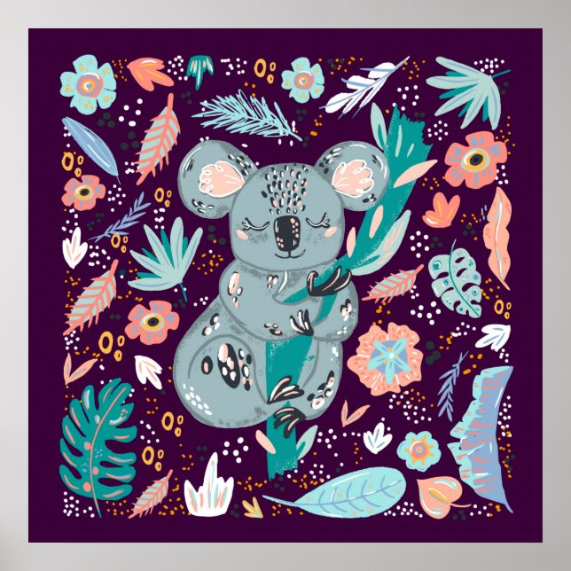 Poster amantes de os animais de ursos koala da selva (Frente)