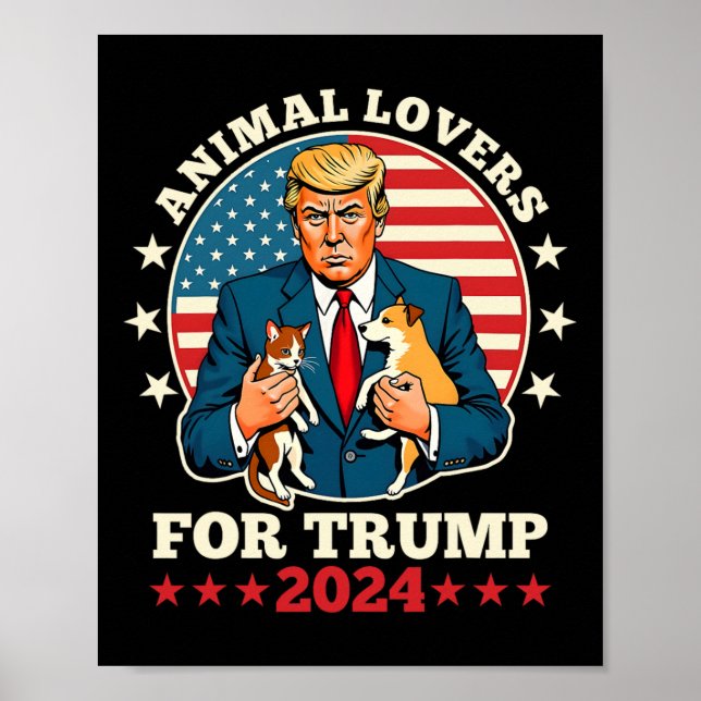 Poster Amantes de os animais Para A Campanha Trump 2024 C (Frente)