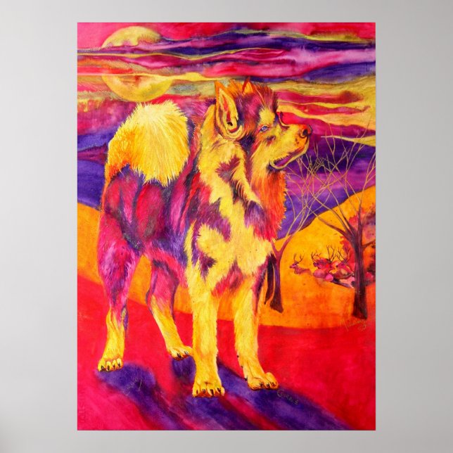 Poster Amantes de os animais Siberian Husky - Tela de imp (Frente)