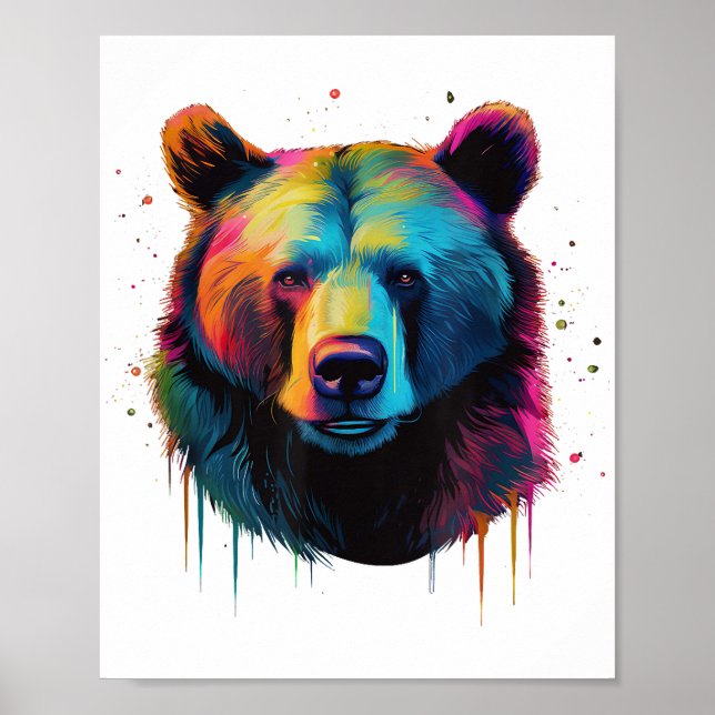 Poster Amantes de Urso Cinzento Pop Art Grande Urso Cinze (Frente)