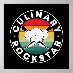 Poster Amantes do cozinhar de arte culinário Rockstar