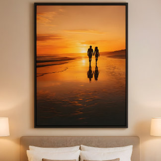 Poster Amantes do Pôr do Sol - Arte de Parede Silhueta Ro