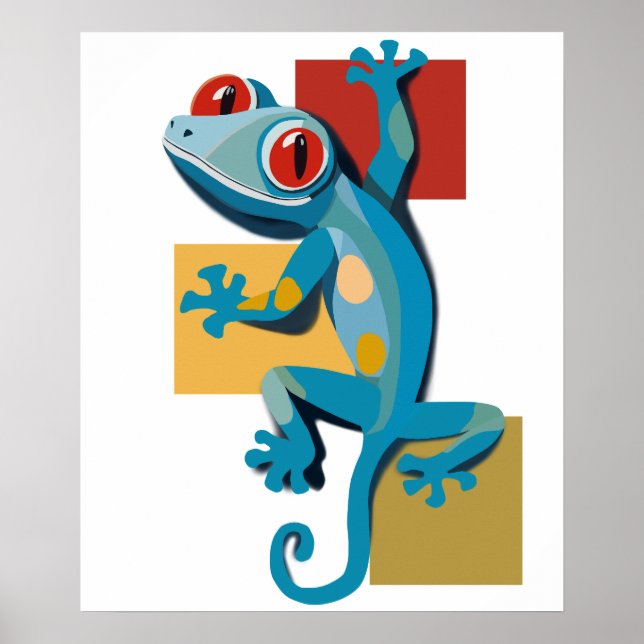 Poster Amantes do Réptil Gecko Azul-Cinto (Frente)