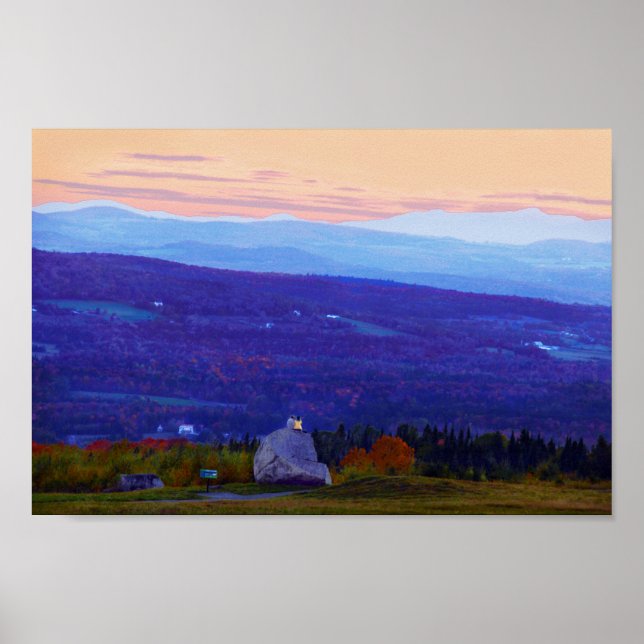 Póster Amantes em Sentinel Rock em Sunset, Vermont (Frente)