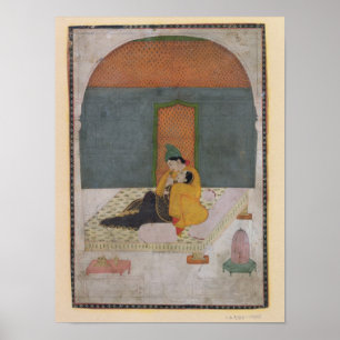 Poster Amantes em um terraço, Garhwal, c.1780-1800