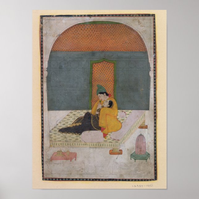 Poster Amantes em um terraço, Garhwal, c.1780-1800 (Frente)