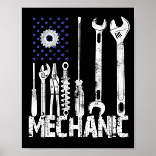 Poster Amantes Mecânicas Mechanic USA Flag