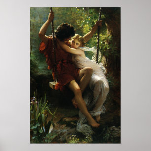 Póster Amantes num Balanço. Primavera por Pierre Auguste