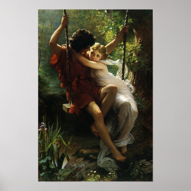 Póster Amantes num Balanço. Primavera por Pierre Auguste  (Frente)