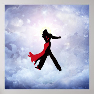 Póster Amantes que dançam na estrela do amor