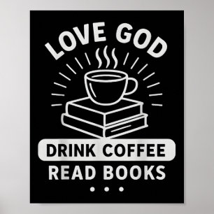 Poster Amar a Deus Café Livros Leitores Cristãos Vintage