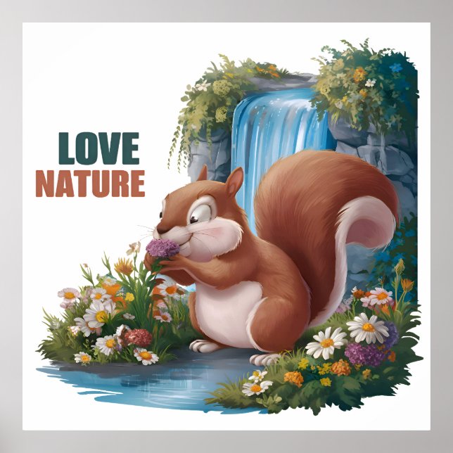 Poster Amar a Natureza, Esquilo Engraçado (Frente)
