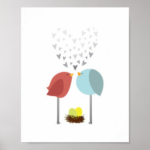 Póster Amar Pássaro Nest. Gêmeos. Enfermeiro Decor.
