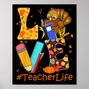 Poster Amar Turquia Professor de Ação de Graças Feliz Fa