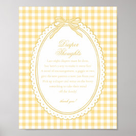 Poster Amarela Gingham Coquette Laço Fraldas Pensamentos 