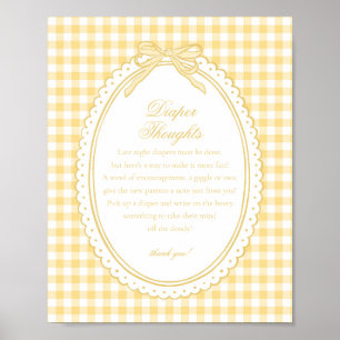 Poster Amarela Gingham Coquette Laço Fraldas Pensamentos 