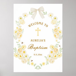 Poster Amarelas Flores Quadro Arco Batismo Bem-vindo