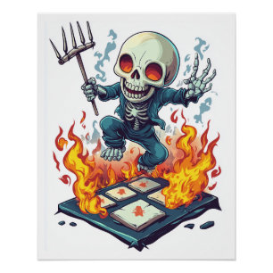 Póster Amarelinha do Inferno � Caveira de Demônio Engraça