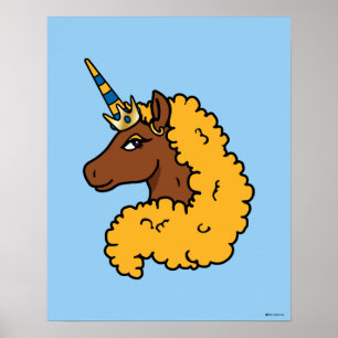 Poster Amarelo Afro Unicorn