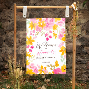 Poster Amarelo-chico cor-de-rosa-d'água floral bridal