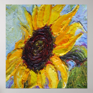 Poster amarelo das belas artes do girassol