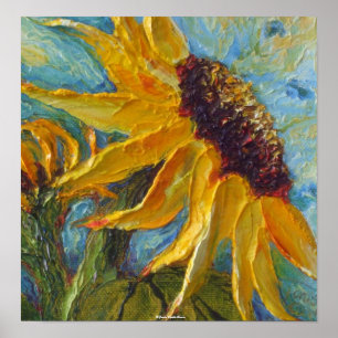 Poster amarelo das belas artes do girassol