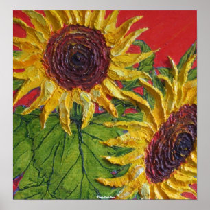 Poster amarelo das belas artes dos girassóis
