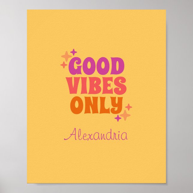 Poster Amarelo de boas vibrações personalizadas (Frente)
