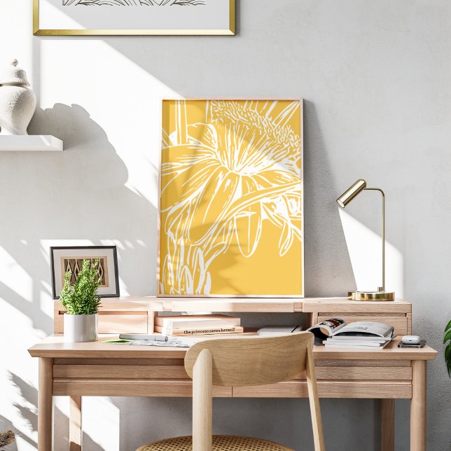 Poster Amarelo de desenho da linha plana botulínica minim (Criador carregado)