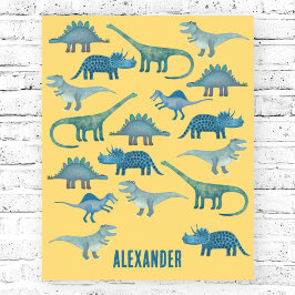Poster Amarelo Dinossauro Personalizado