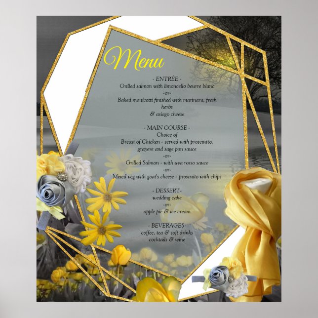 Poster Amarelo e Cinza 2021 cor 'Wedding' Décor Sunset (Frente)