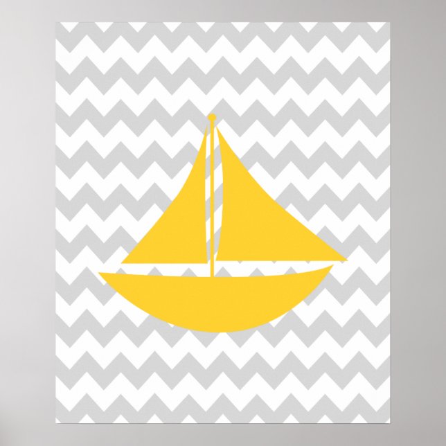 Poster Amarelo e Cinza Cevron Náutico (Frente)