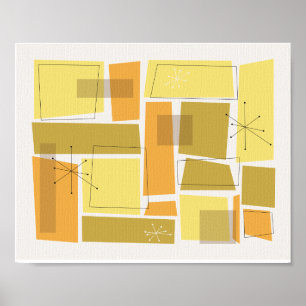 Poster Amarelo e Laranja Padrão Funky Moderno de Meados d
