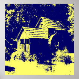 Poster Amarelo e Marinho Blue Mabry Mill