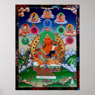 Poster amarelo Jambhala da mantra de Buddha do 黃財神 
