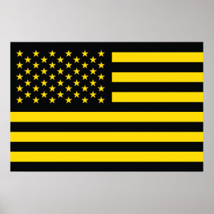 Póster Amarelo Negro de Bandeira Americano