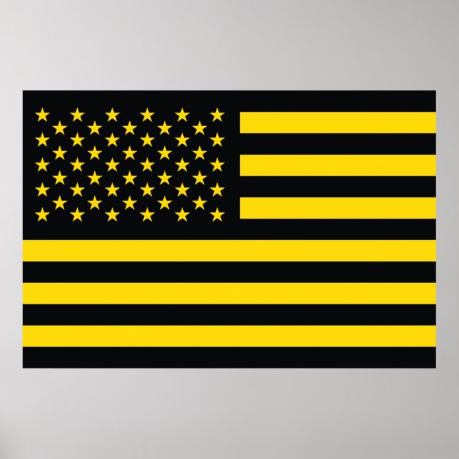 Póster Amarelo Negro de Bandeira Americano (Frente)
