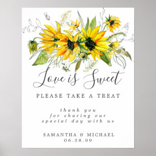 Poster Amarelo Sunflower Love é doce sinal de Bar de des