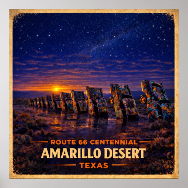 Poster Amarillo Deserto Texas Centenário (Frente)