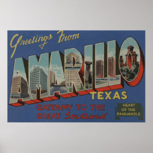 Póster Amarillo, Texas (coração do Bandeja-Punho)