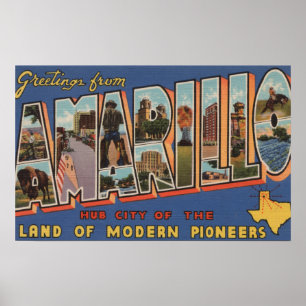 Poster Amarillo, Texas - Large Letter Scenes
