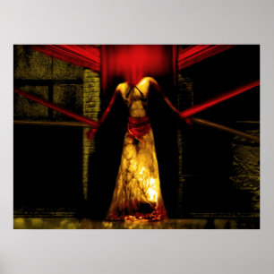 Póster Amarre para baixo o diabo com fitas do sangue