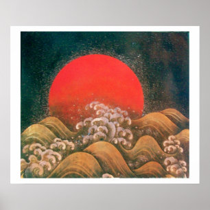 Póster AMATERASU, DEUSA DO SOL, vermelho preto marrom bra