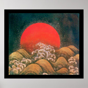 Póster AMATERASU, SUN GODDESE, vermelho preto