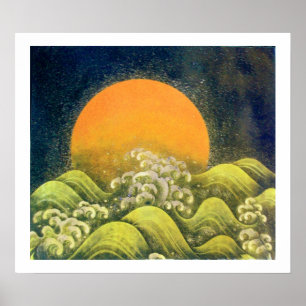 Póster AMATERASU, SUN GODDESS, verde-amarelo branco