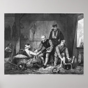 Póster Ambroise Pare que trata soldados feridos