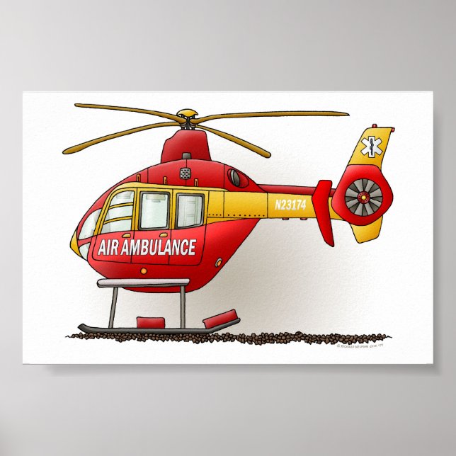 Póster Ambulância do helicóptero (Frente)