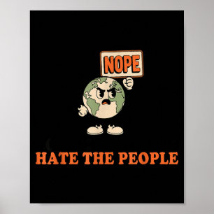 Poster Ame a terra odeie as pessoas desenho animado retrô