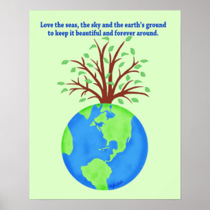 Póster Ame e salvar a arte do ambiente da terra para