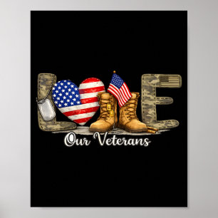 Poster Ame nossa bandeira americana militar orgulhosa do